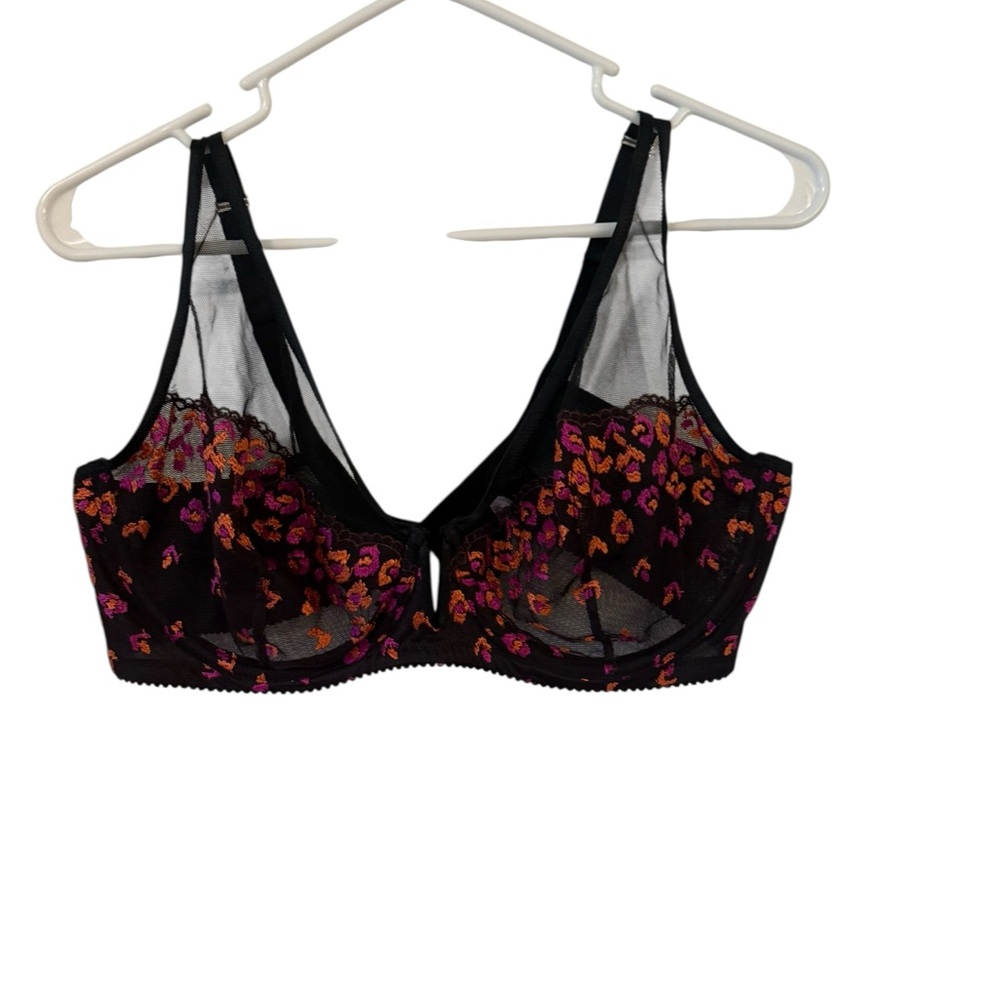 Savage X Fenty Black and Pink Floral Bra
